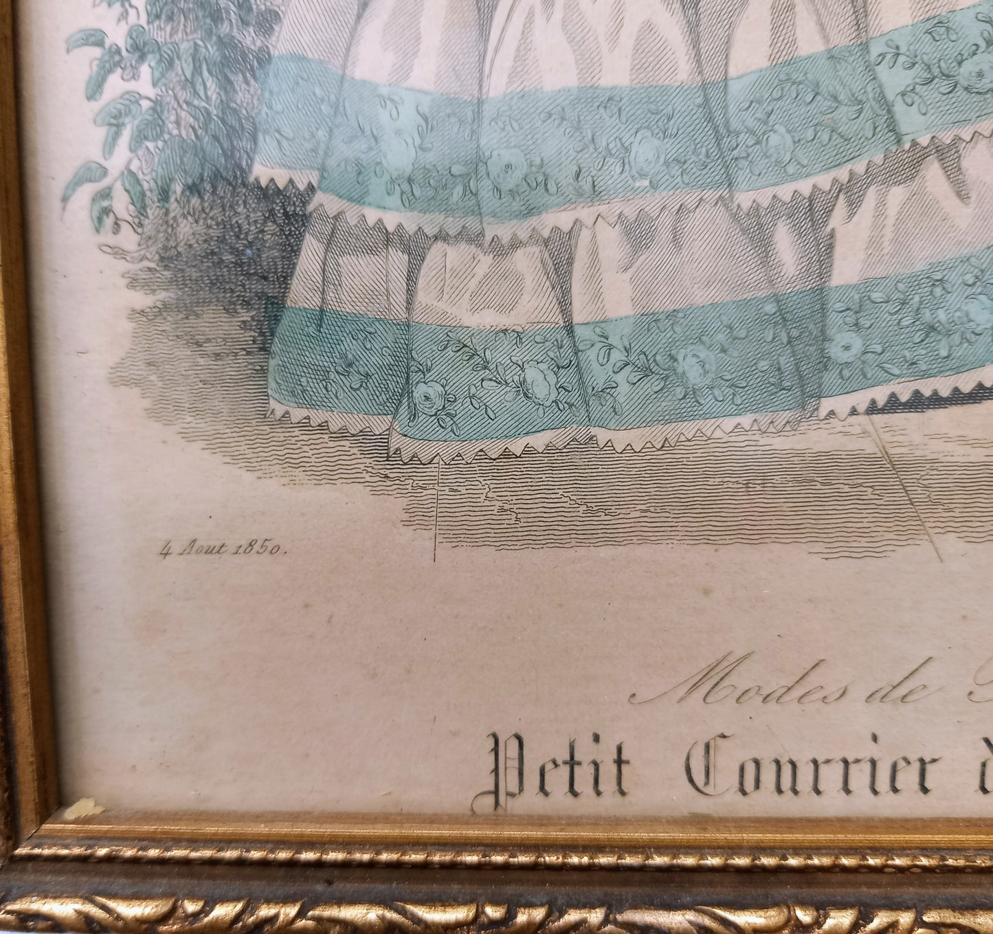 Two Modes de Paris Petit Courrier des Dames in Lovely Antique Frame: Fashion Print/Fashion Wall Art/Victorian Art/Lithograph/Fashion Plates