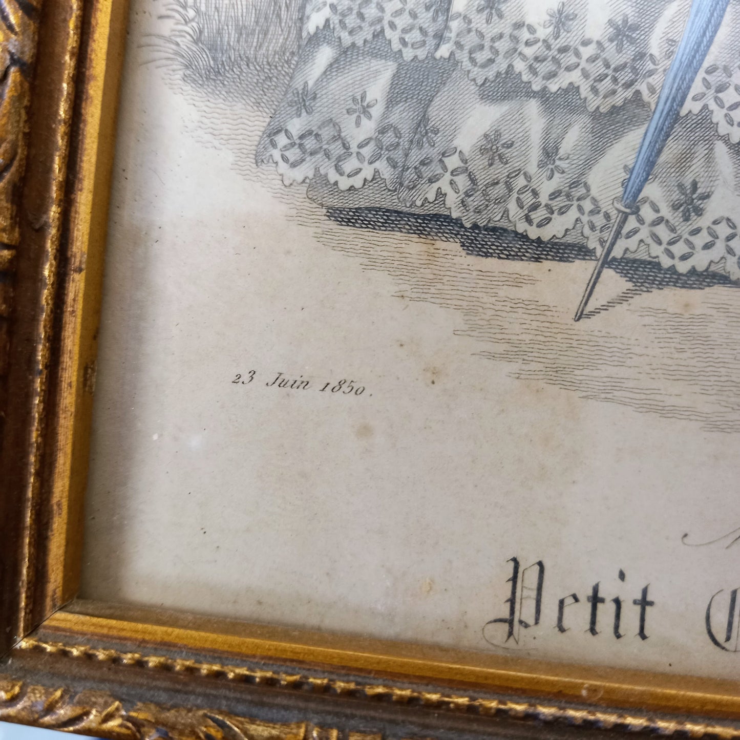 Two Modes de Paris Petit Courrier des Dames in Lovely Antique Frame: Fashion Print/Fashion Wall Art/Victorian Art/Lithograph/Fashion Plates