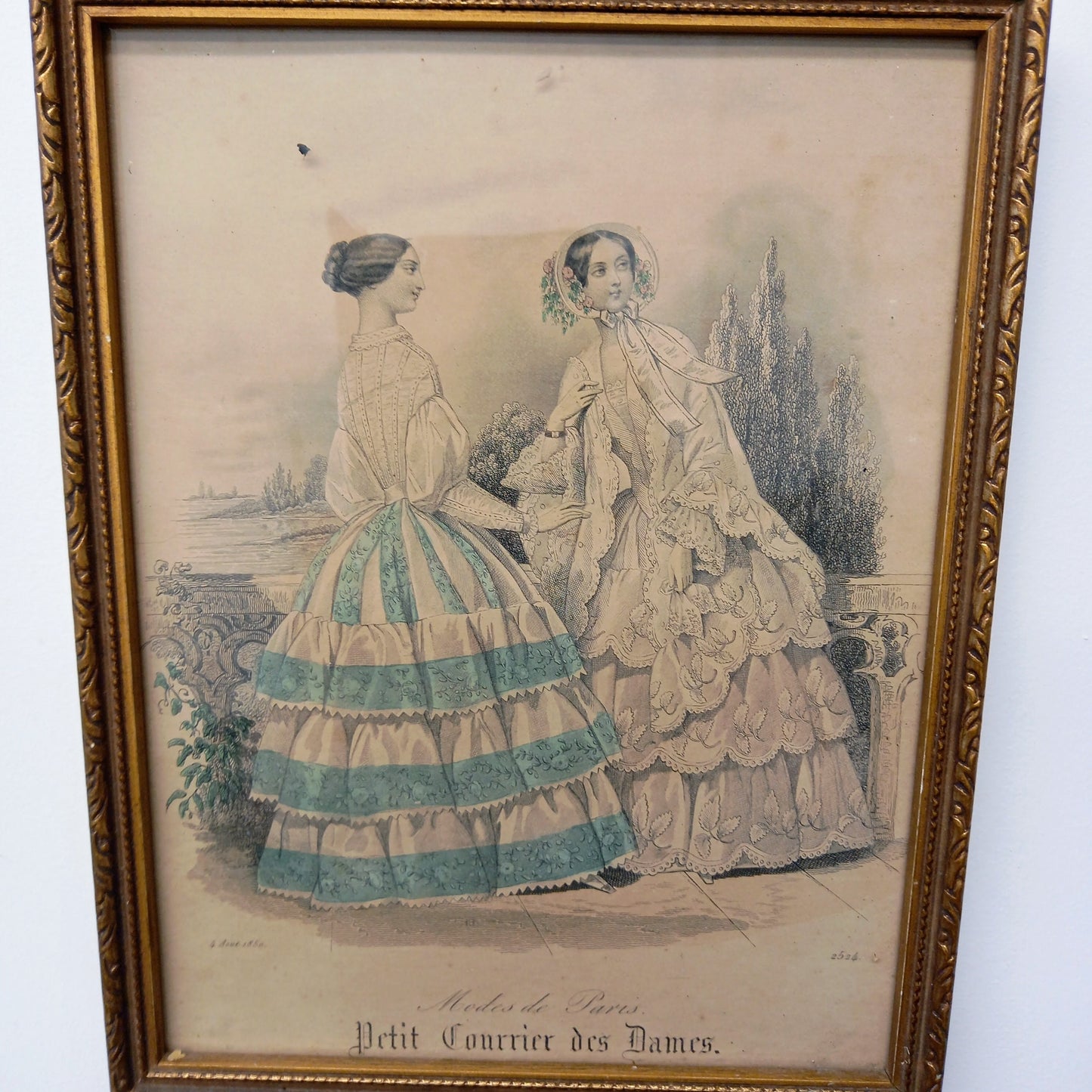 Two Modes de Paris Petit Courrier des Dames in Lovely Antique Frame: Fashion Print/Fashion Wall Art/Victorian Art/Lithograph/Fashion Plates