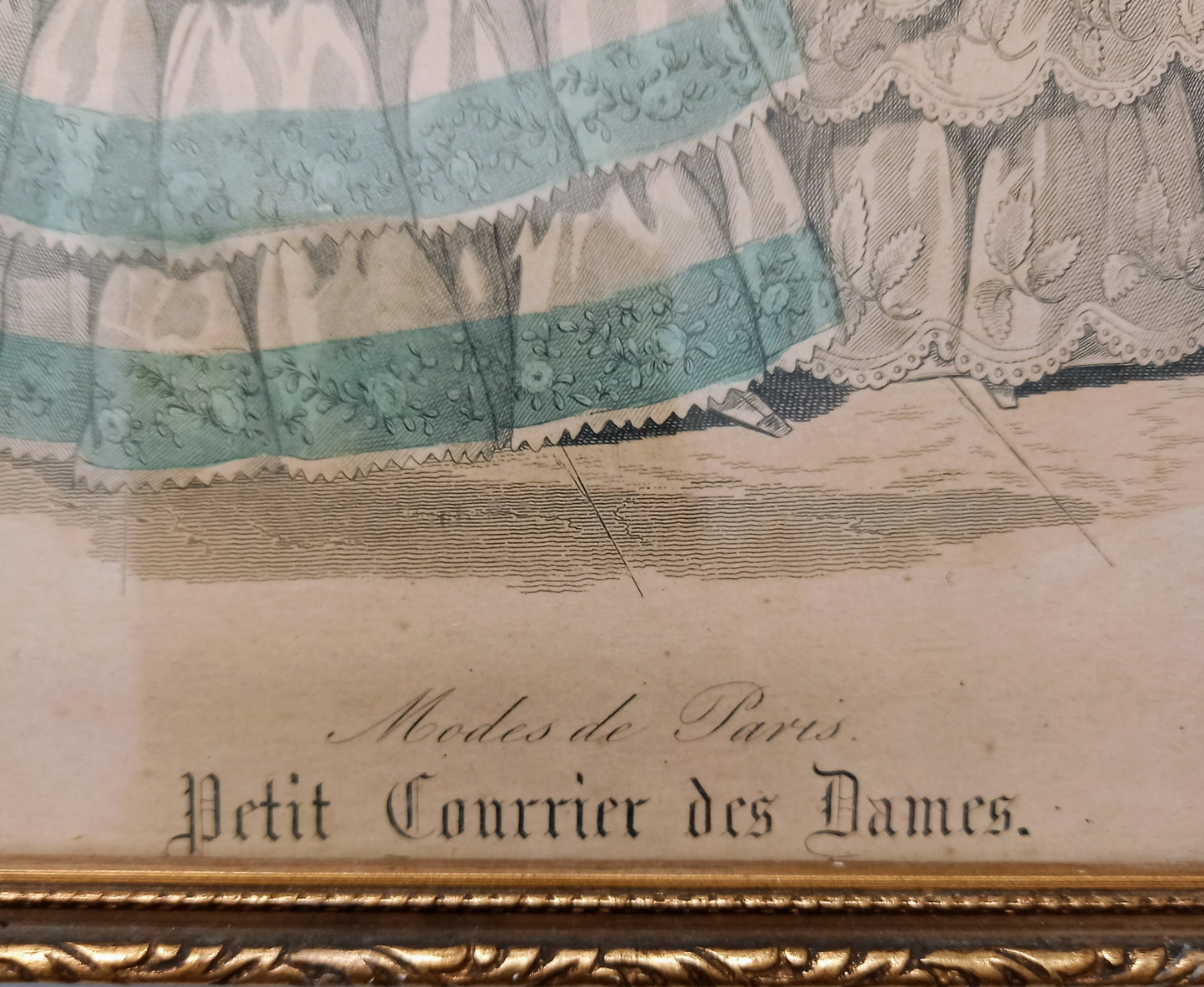 Two Modes de Paris Petit Courrier des Dames in Lovely Antique Frame: Fashion Print/Fashion Wall Art/Victorian Art/Lithograph/Fashion Plates