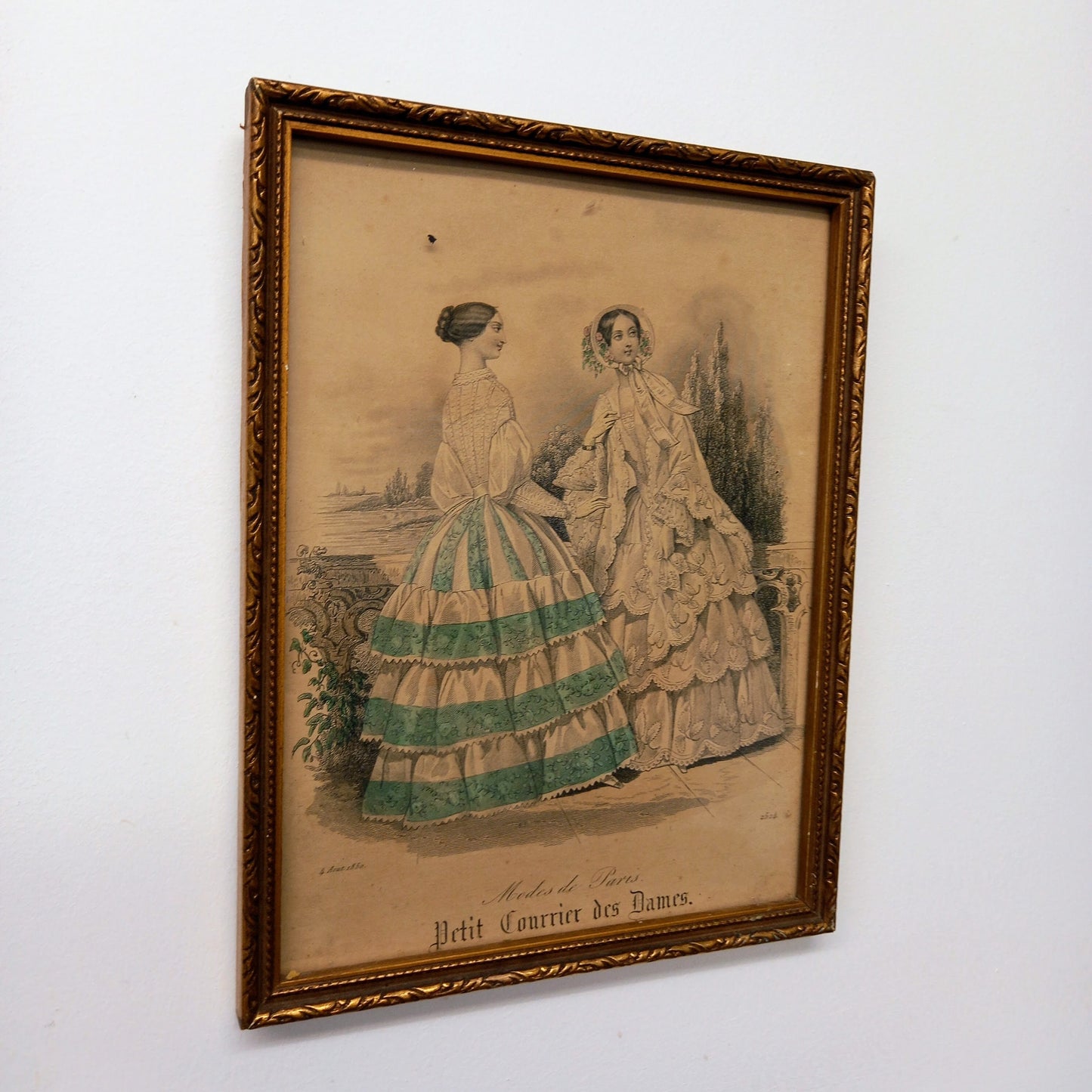 Two Modes de Paris Petit Courrier des Dames in Lovely Antique Frame: Fashion Print/Fashion Wall Art/Victorian Art/Lithograph/Fashion Plates