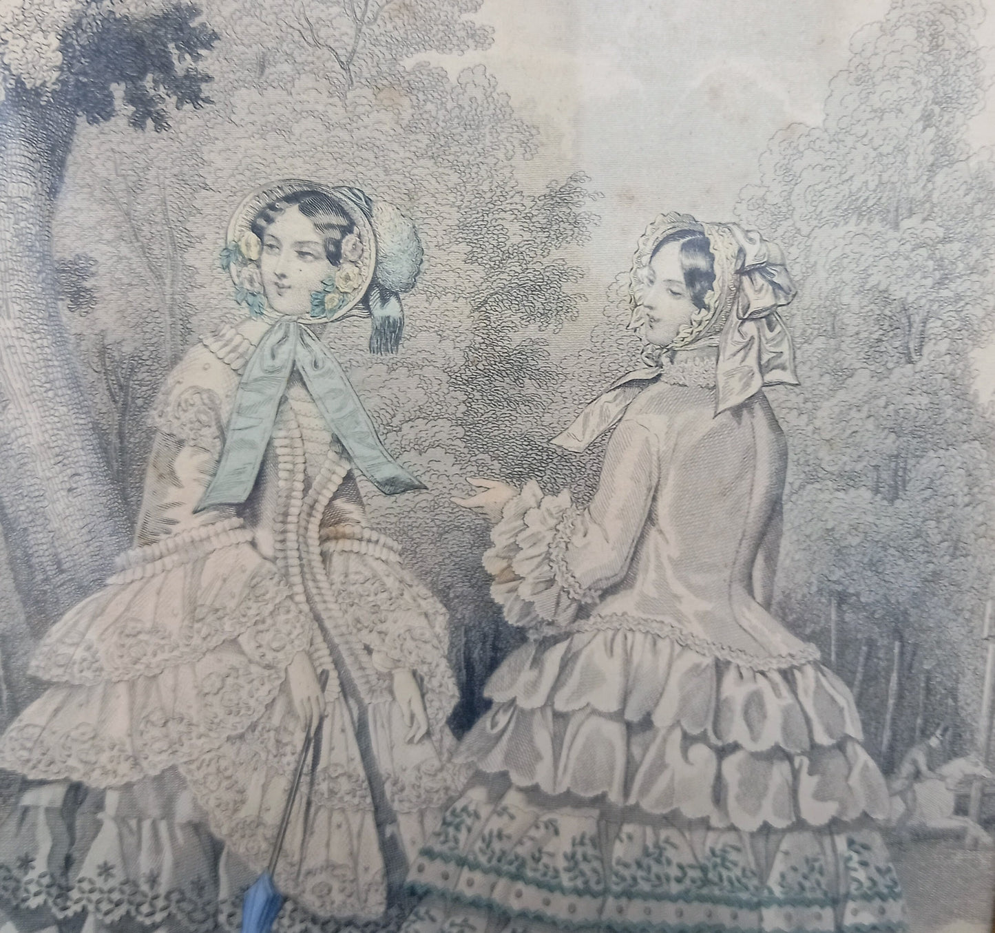 Two Modes de Paris Petit Courrier des Dames in Lovely Antique Frame: Fashion Print/Fashion Wall Art/Victorian Art/Lithograph/Fashion Plates