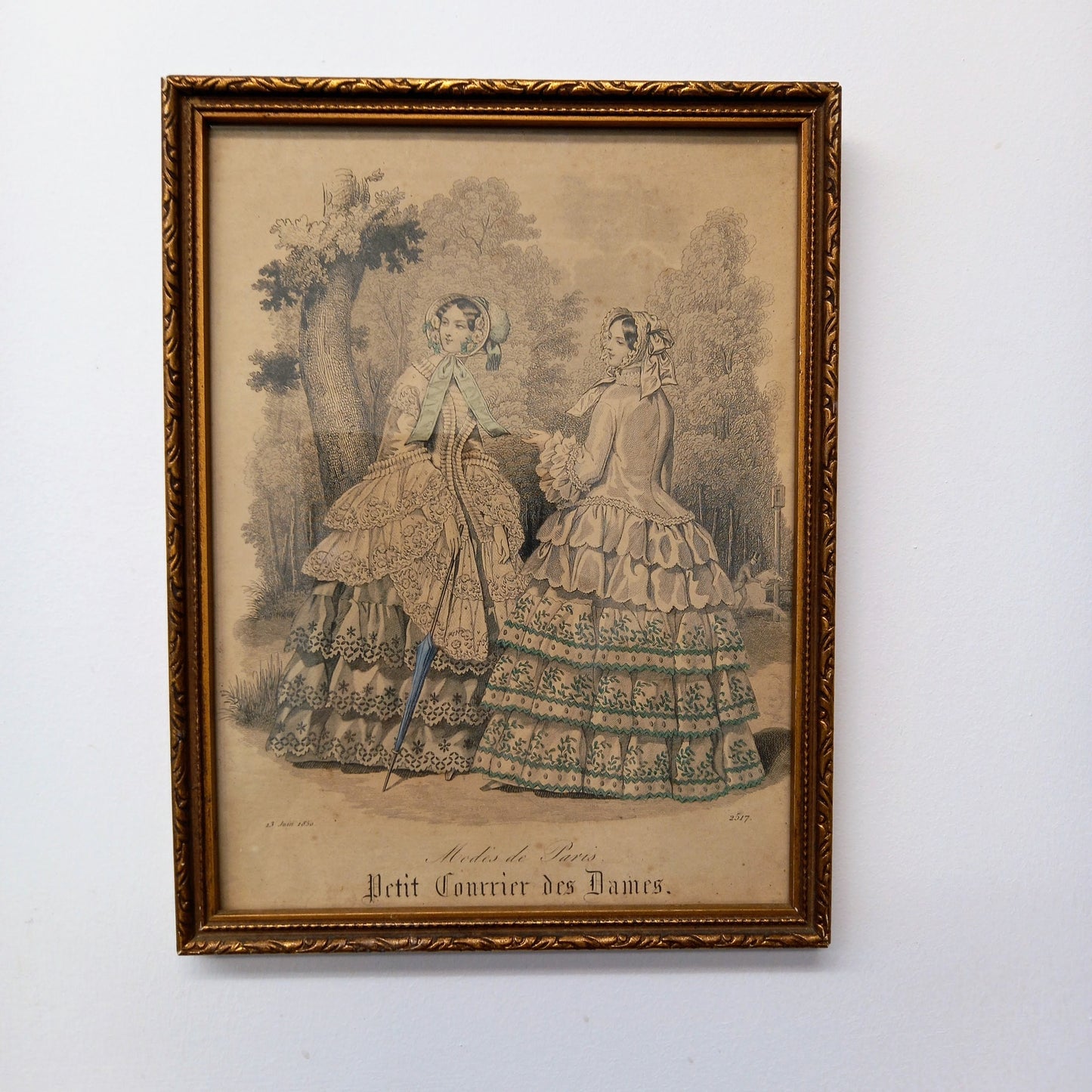 Two Modes de Paris Petit Courrier des Dames in Lovely Antique Frame: Fashion Print/Fashion Wall Art/Victorian Art/Lithograph/Fashion Plates
