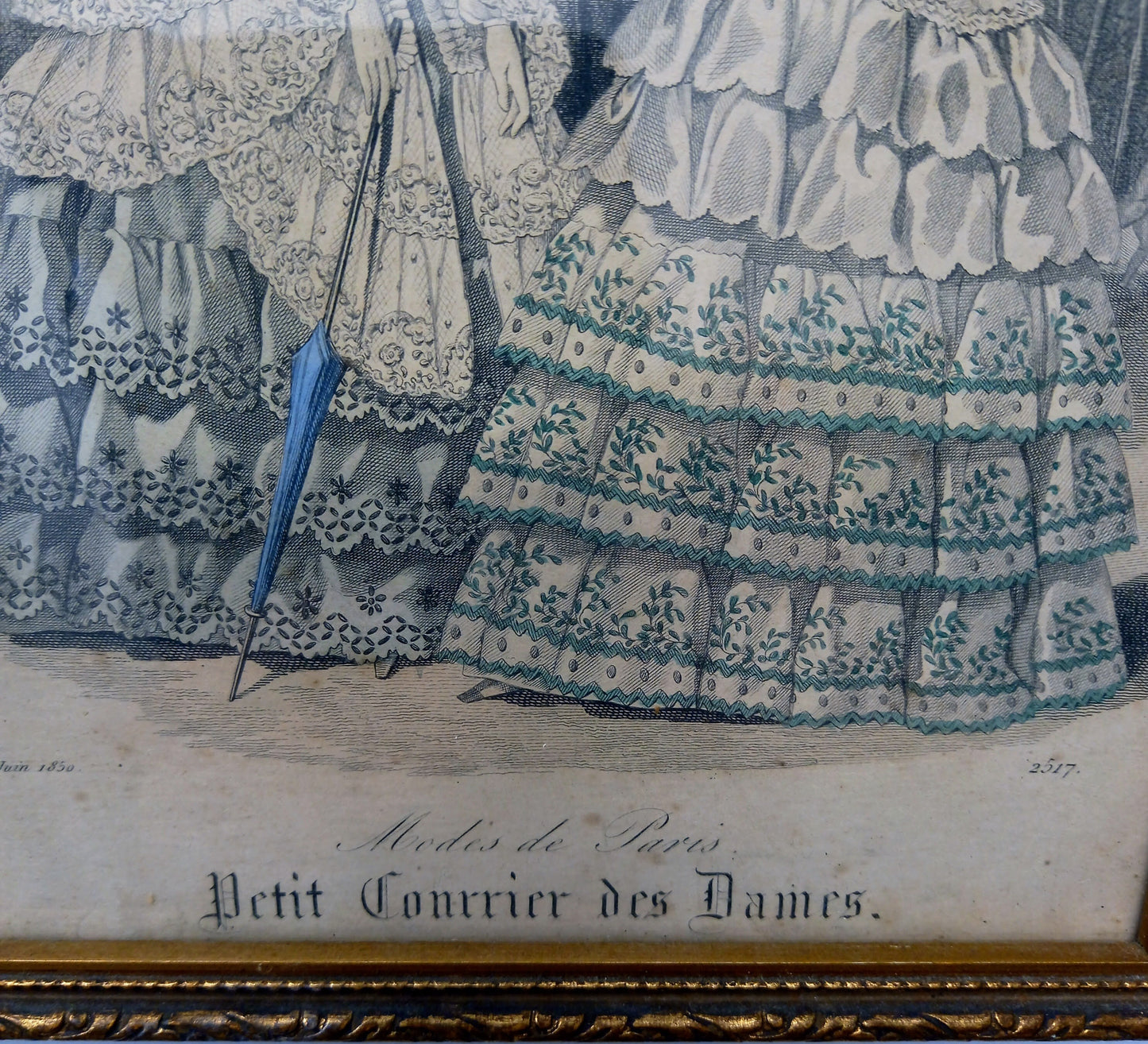 Two Modes de Paris Petit Courrier des Dames in Lovely Antique Frame: Fashion Print/Fashion Wall Art/Victorian Art/Lithograph/Fashion Plates