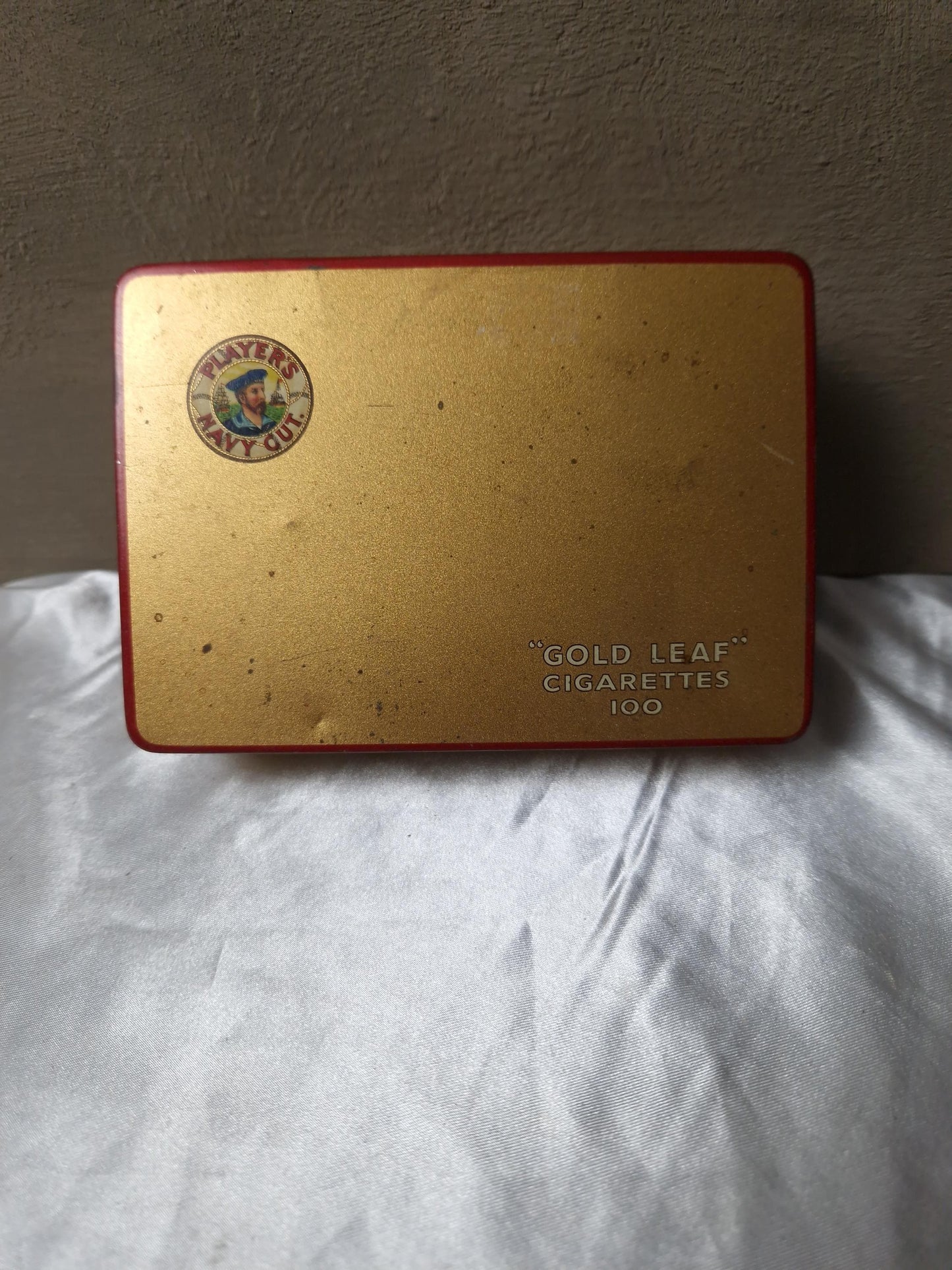 Vintage 'Gold Leaf' Cigarette Tin/Tobacco/Cigar Tin/Trinket Box/Bar Decor/Groomsmen Cigarette Tin/Player's Navy Cut