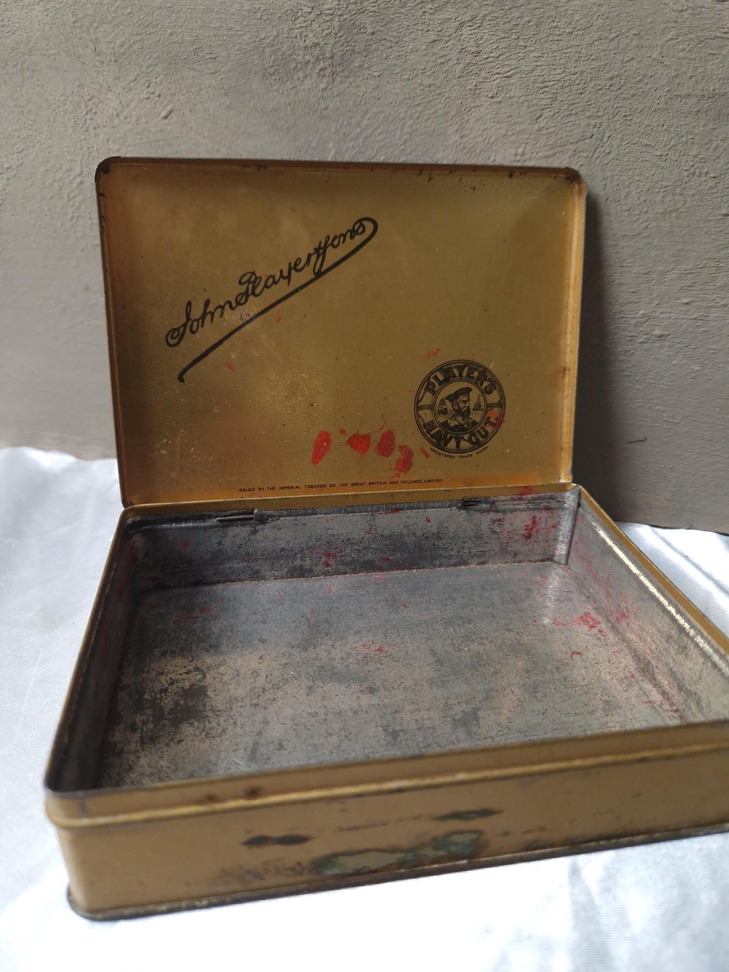 Vintage 'Gold Leaf' Cigarette Tin/Tobacco/Cigar Tin/Trinket Box/Bar Decor/Groomsmen Cigarette Tin/Player's Navy Cut