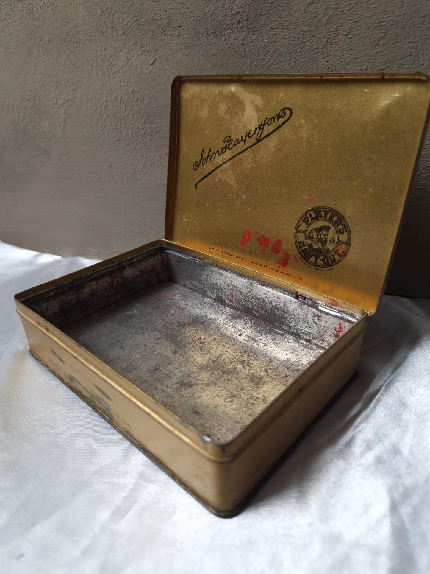Vintage 'Gold Leaf' Cigarette Tin/Tobacco/Cigar Tin/Trinket Box/Bar Decor/Groomsmen Cigarette Tin/Player's Navy Cut