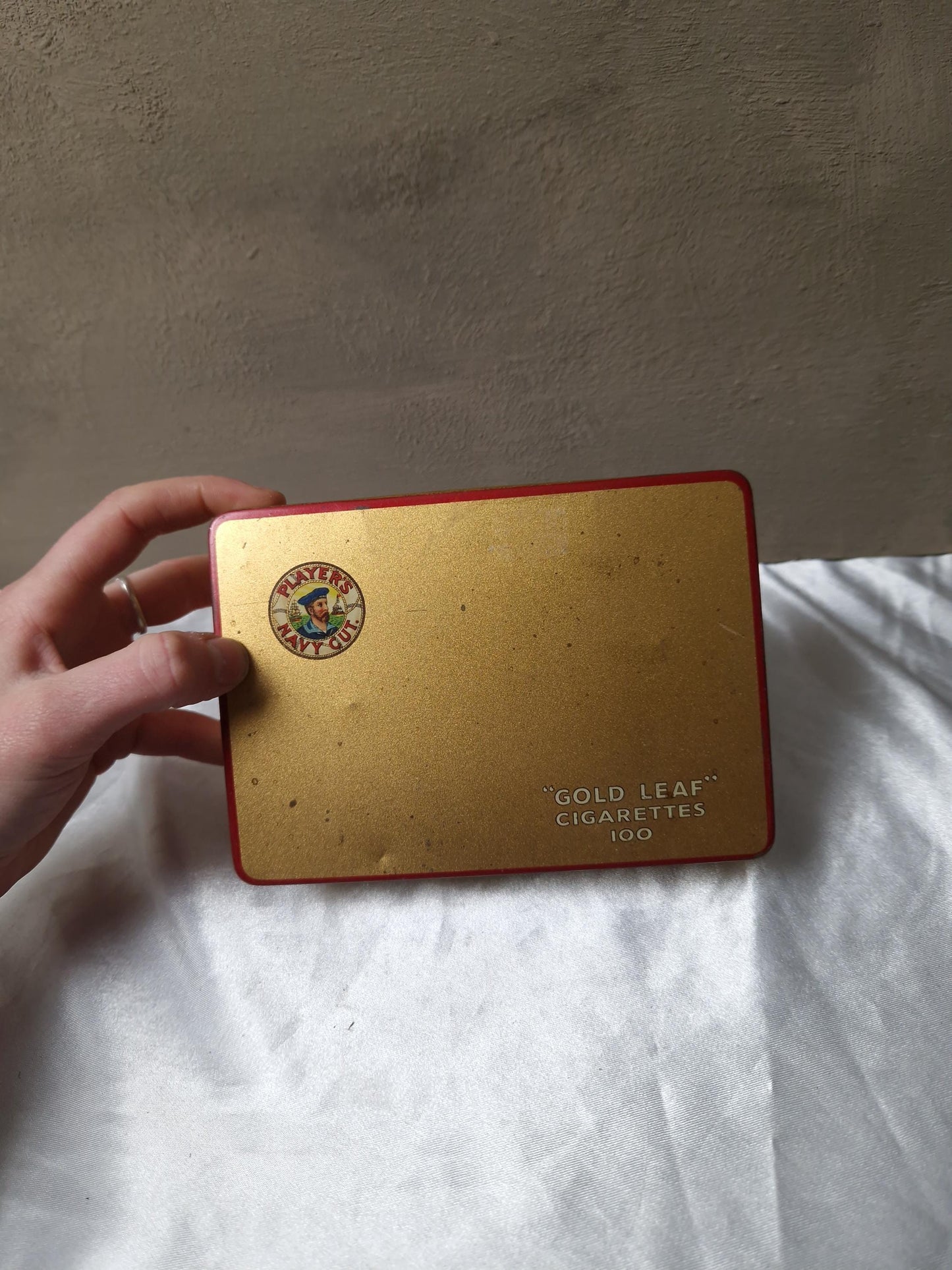 Vintage 'Gold Leaf' Cigarette Tin/Tobacco/Cigar Tin/Trinket Box/Bar Decor/Groomsmen Cigarette Tin/Player's Navy Cut
