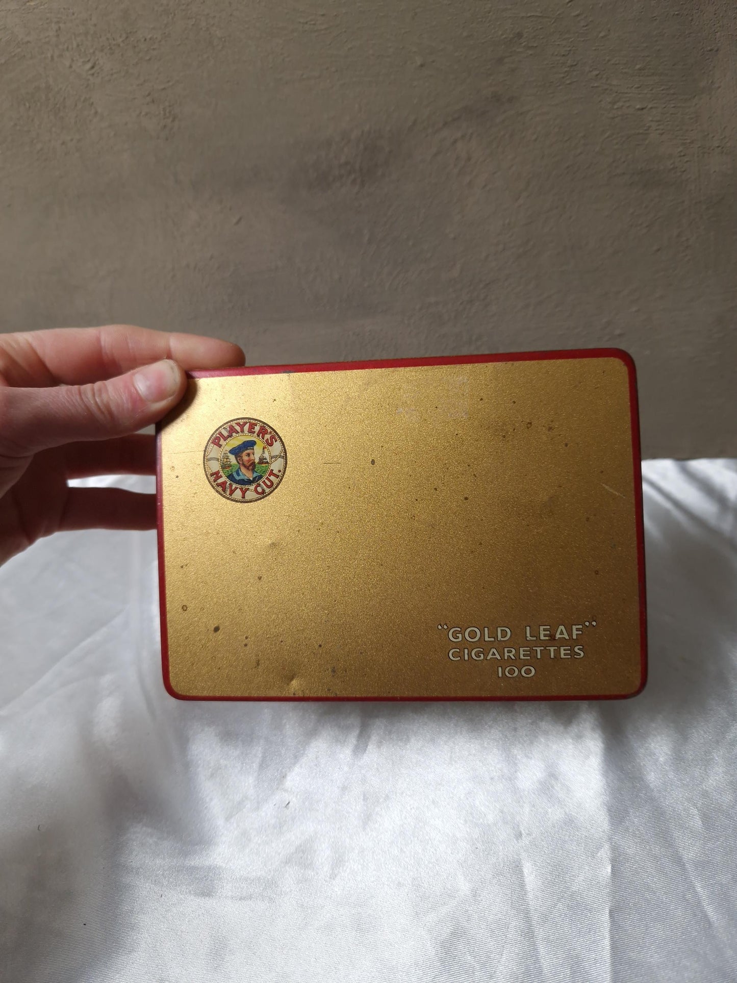 Vintage 'Gold Leaf' Cigarette Tin/Tobacco/Cigar Tin/Trinket Box/Bar Decor/Groomsmen Cigarette Tin/Player's Navy Cut