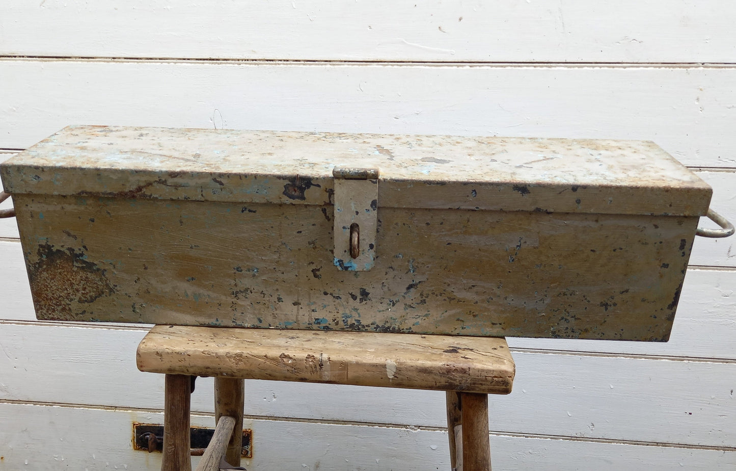 Vintage Metal Box: Antique Metal Box/Metal Storage Trunk/Metal Chest/Long Metal Box/Storage Chest/Industrial Decor/Rusty Metal Box/Long Box
